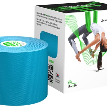 Кинезио тейп BBTape™ LITE 5 см × 5 м голубой