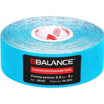 Кинезио тейп BBTape™ 2,5 см × 5 м голубой