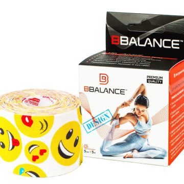 Кинезио тейп BBTape™ 5 см × 5 м смайлики белый