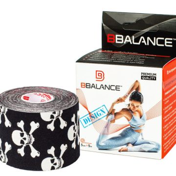 Кинезио тейп BBTape™ 5 см × 5 м черепа черный