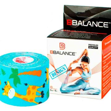Кинезио тейп BBTape™ 5 см × 5 м жирафы голубой