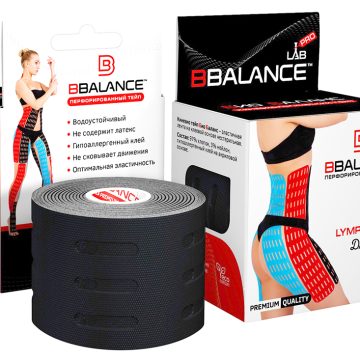 Перфорированный тейп для тела BB LYMPH TAPE™ 5 см × 5 м черный