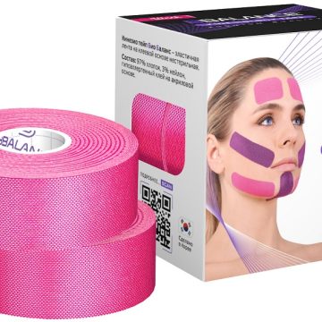 Набор кинезио тейпов для лица 2,5 см × 10 м шелк розовый