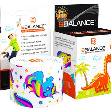 Кинезио тейп BBTape™ 5см × 5м единороги белый (серия KIDS)
