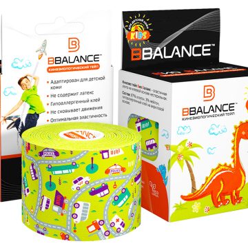Кинезио тейп BBTape™ 5см × 5м машинки лайм (серия KIDS)