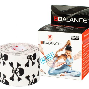 Кинезио тейп BBTape™ 5см × 5м черепа белый