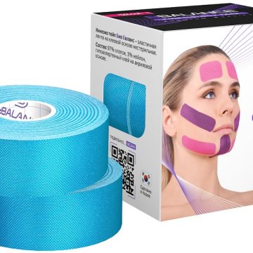 Набор кинезио тейпов для лица 2,5 см × 10 м шелк голубой