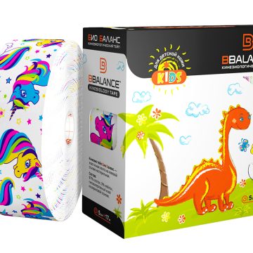 Кинезио тейп BBTape™ 5см × 17м единороги белый (серия KIDS)