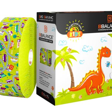 Кинезио тейп BBTape™ 5см × 17м машинки лайм (серия KIDS)