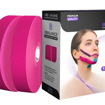 Набор кинезио тейпов для лица 2,5 см × 34 м хлопок розовый