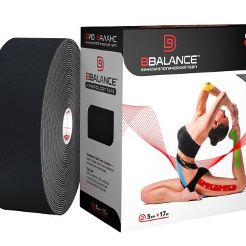 Кинезио тейп BBTape™ 5 см × 17 м черный