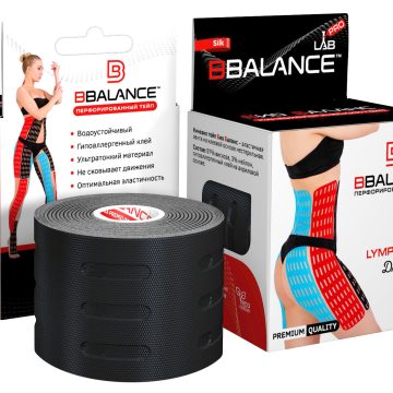 Перфорированный тейп для тела BB LYMPH TAPE™ 5 см × 5 м шелк черный