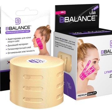 Перфорированный тейп для лица BB LYMPH FACE™ 5 см × 5 м шелк бежевый