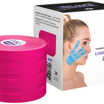 Перфорированный тейп для лица BB LYMPH FACE™ 5 см × 5 м хлопок розовый