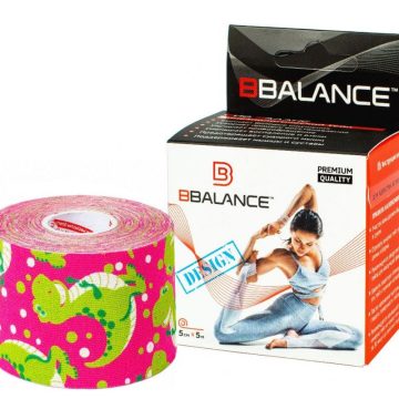 Кинезио тейп BBTape™ 5 см × 5 м динозаврики розовый