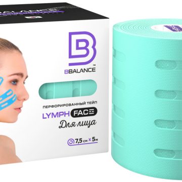 Перфорированный тейп для лица BB LYMPH FACE™ 7,5 см × 5 м хлопок мята