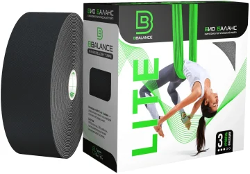 Кинезио тейп BBTape™ LITE 5 см × 17 м черный